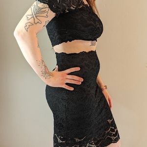 Black Lace Two Piece Set
